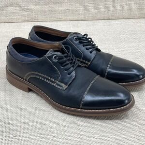 CHAPS Mens Black Cap Toe Oxford Dress Shoes Size 9.5 Wide‎